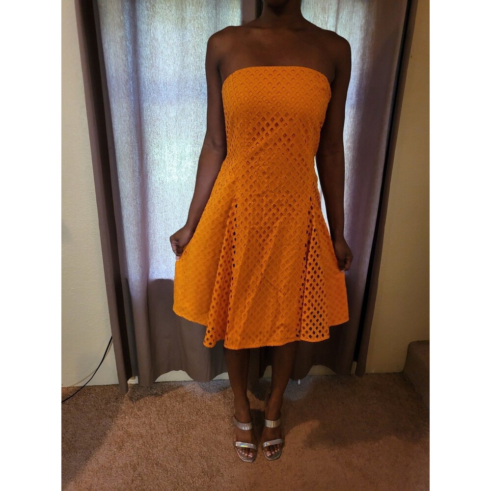 Anthropologie Maeve Dress Womens Size 8 Clemson  Orange Lasse eyelet